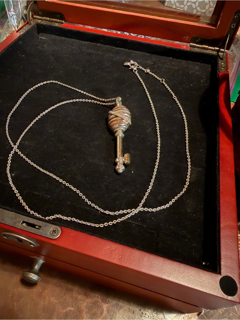 Brighton Silver Key Pendant Necklace with Twisted Orb